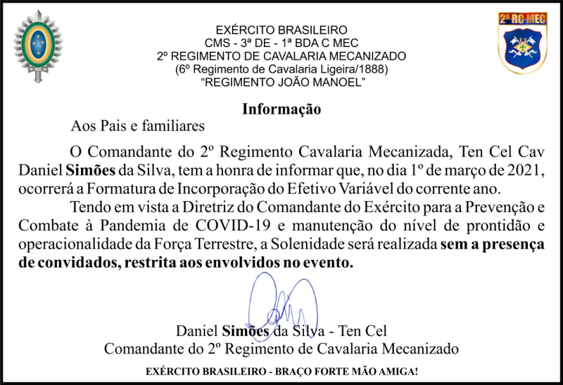 Informação Exército Brasileiro 